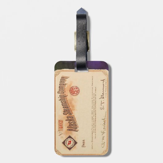 Alaska-Dampfer 1923 Gepäckanhänger (Rückseite vertikal)