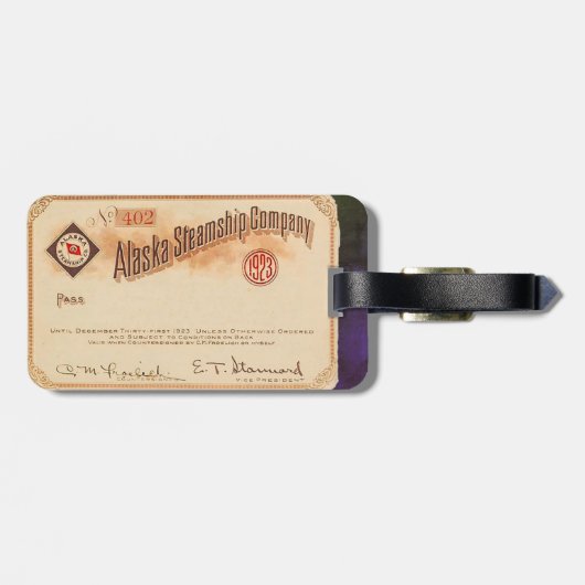 Alaska-Dampfer 1923 Gepäckanhänger (Rückseite horizontal)