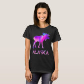Alaska Day Moose Aurora Borealis At Night T-Shirt (Vorne ganz)