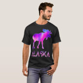 Alaska Day Moose Aurora Borealis T-Shirt (Vorne ganz)
