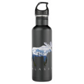 Alaska Day Moose Snowy Mountain - Alaskan Tourist Edelstahlflasche (Vorderseite)