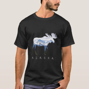 Alaska Day Moose Snowy Mountain - Alaskan Tourist T-Shirt
