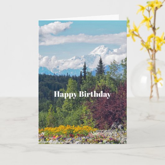 Alaska Denali Landschaft Floral Foto Geburtstag Karte (Gelbe Blume)