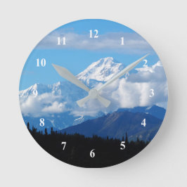 Alaska Denali Mountain Landschaft Foto Runde Wanduhr