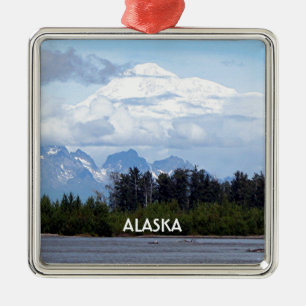 Alaska: Denali, Mt McKinley, aus dem Fluss, USA 1 Ornament Aus Metall