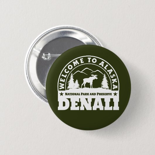Alaska. Denali Nationalpark und Konserve Button (Vorne & Hinten)