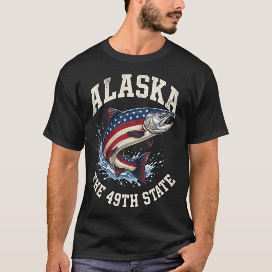 Alaska Der 49. Staat Alaskan Lachsangeln Ameri T-Shirt (Vorderseite)
