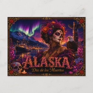 Alaska Día de los Muertos Retro Postkarte