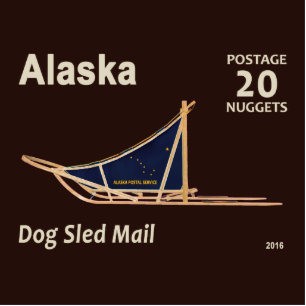 Alaska Dog Sled Mail Postage Briefmarke Fotoskulptur Magnet