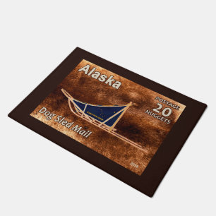 Alaska Dog Sled Mail Postage Briefmarke Fußmatte