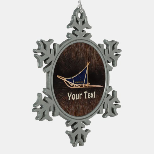 Alaska Dog Sled Mail Schneeflocken Zinn-Ornament (Links)