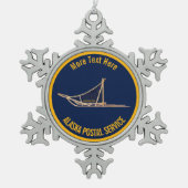 Alaska Dog Sled Postal Carrier Schneeflocken Zinn-Ornament (Vorderseite)