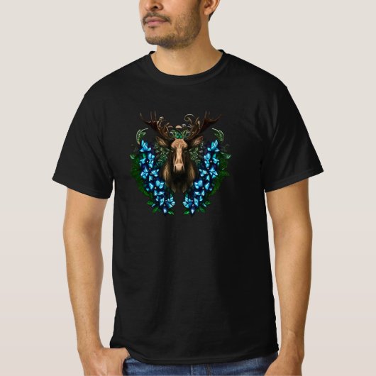 Alaska ein Elchkopf mit Antlern und Blume T-Shirt (Vorderseite)