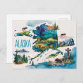 Alaska : Eine lebendige Wasserfarbenentdeckung Postkarte (Vorne/Hinten)