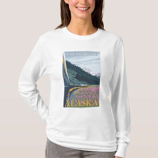 Alaska-Eisenbahn-Szene - Anchorage, Alaska T-Shirt (Vorderseite)