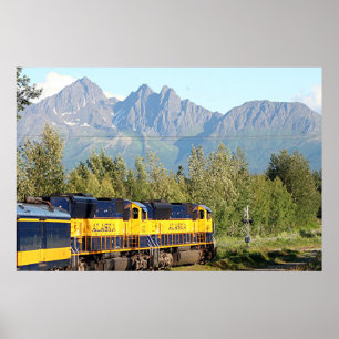 Alaska-Eisenbahnzug u. -berge Poster