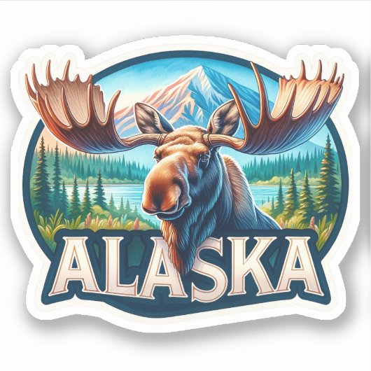 Alaska, Elch Aufkleber (Vorderseite)