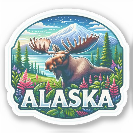 Alaska, Elch Aufkleber (Vorderseite)
