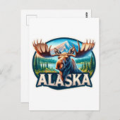 Alaska, Elch, Postüberquerung Postkarte (Vorne/Hinten)