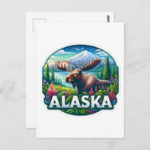 Alaska, Elch, Postüberquerung Postkarte (Vorne/Hinten)
