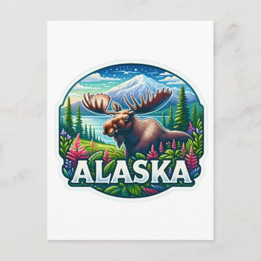 Alaska, Elch, Postüberquerung Postkarte (Vorderseite)