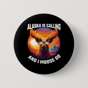 Alaska-Elch-Tourist-Reise Lustiger Elch-Abenteuer  Button