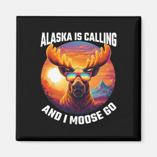 Alaska-Elch-Tourist-Reise-Lustiger-Elch-Abenteuer  Magnet