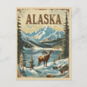 Alaska Elche Rustikale Vintage Naturreise Postkarte (Vorderseite)