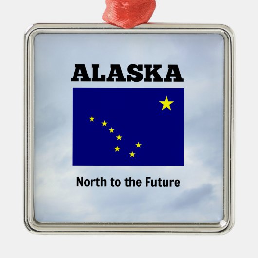 Alaska-Fahne und Slogan Ornament Aus Metall (Vorne)