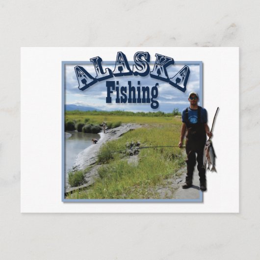 Alaska Fischerei am Fluss Postkarte (Vorderseite)