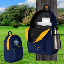Alaska Flag Backpack, USA & Alaska Bag, Bedruckter Rucksack