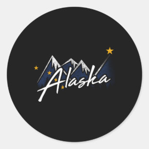 Alaska Flag Berge Not Staat Runder Aufkleber