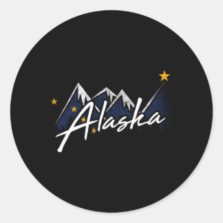 Alaska Flag Berge Not Staat Runder Aufkleber