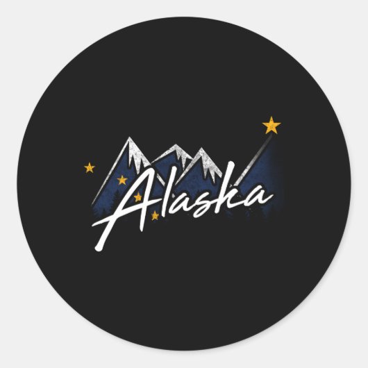 Alaska Flag Berge Not Staat Runder Aufkleber (Vorderseite)