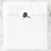 Alaska Flag mit Staat Blume Vergiss mich nicht Quadratischer Aufkleber (Tasche)