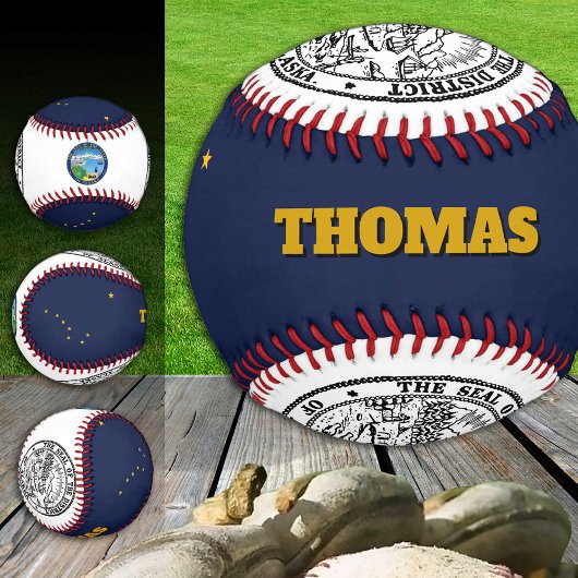 Alaska-Flagge, Alaska, Monogramm/Baseball-Bälle Baseball