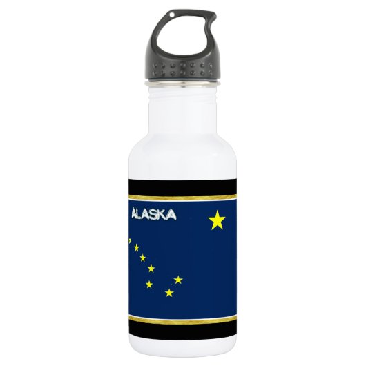Alaska-Flagge Edelstahlflasche (Vorderseite)