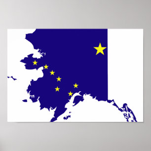 Alaska-Flaggen-Karte Poster