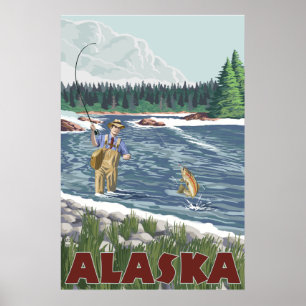 Alaska - Fliegen-Fischer Poster