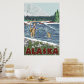Alaska - Fly Fisherman Poster (Küche)