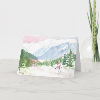 Alaska-GebirgsSchneemann-Weihnachtskarte Feiertagskarte