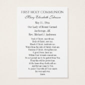 Alaska Gedenkgebet für die erste heilige Kommune (Rückseite)