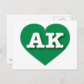 Alaska Green Heart - I Liebe AK Postkarte (Vorne/Hinten)