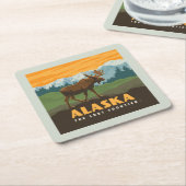 Alaska | GrenzElch Rechteckiger Pappuntersetzer (angewinkelt)