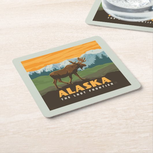 Alaska | GrenzElch Rechteckiger Pappuntersetzer (angewinkelt)