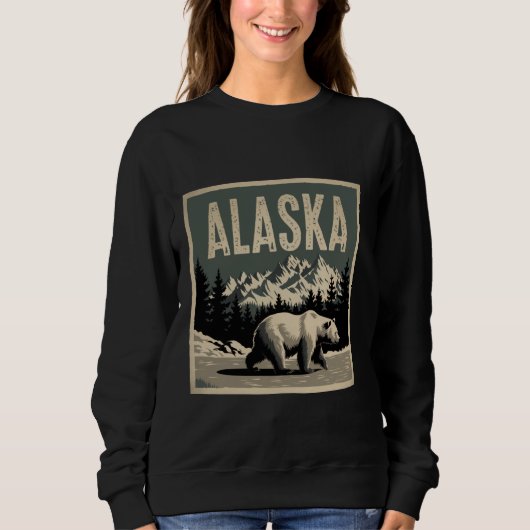 Alaska Grizzly Bar Brown Bear Sweatshirt (Vorderseite)