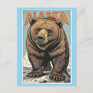 ALASKA GRIZZLYBÄR VINTAGE REISEPOSTKARTE POSTKARTE
