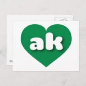 Alaska grünes Herz - I Liebe ak Postkarte (Vorne/Hinten)