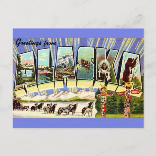 Alaska Gruß Retro Postkarte (Vorderseite)