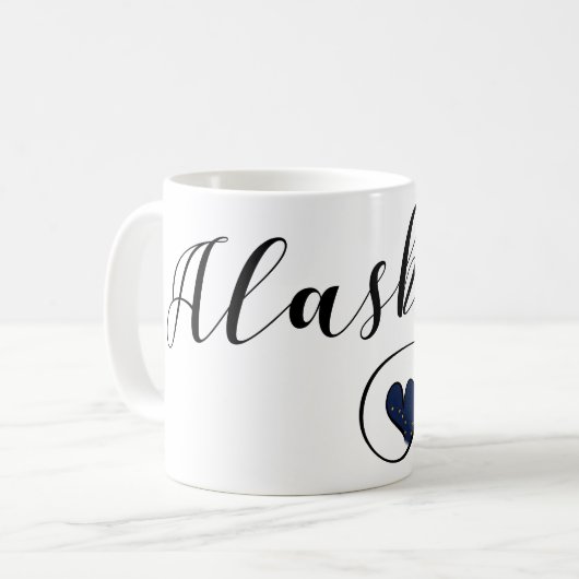 Alaska Herz Tasse, Alaskan Flag Kaffeetasse (Vorderseite Links)